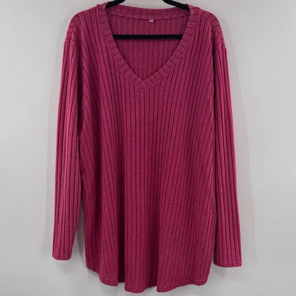 3For$20 Unbranded V-Neck Ribbed Pink Sweater NWOT size 5X